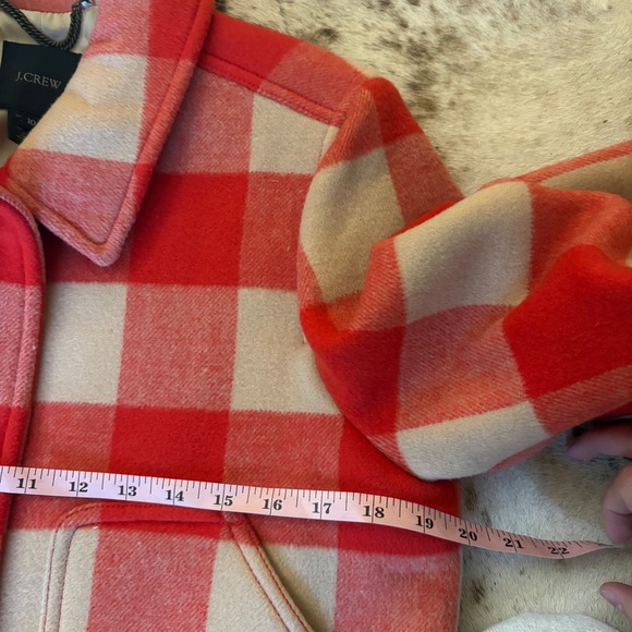 J CREW m Stadium Cloth buffalo plaid car coat in wool Orange Size 10 - Picture 8 of 9